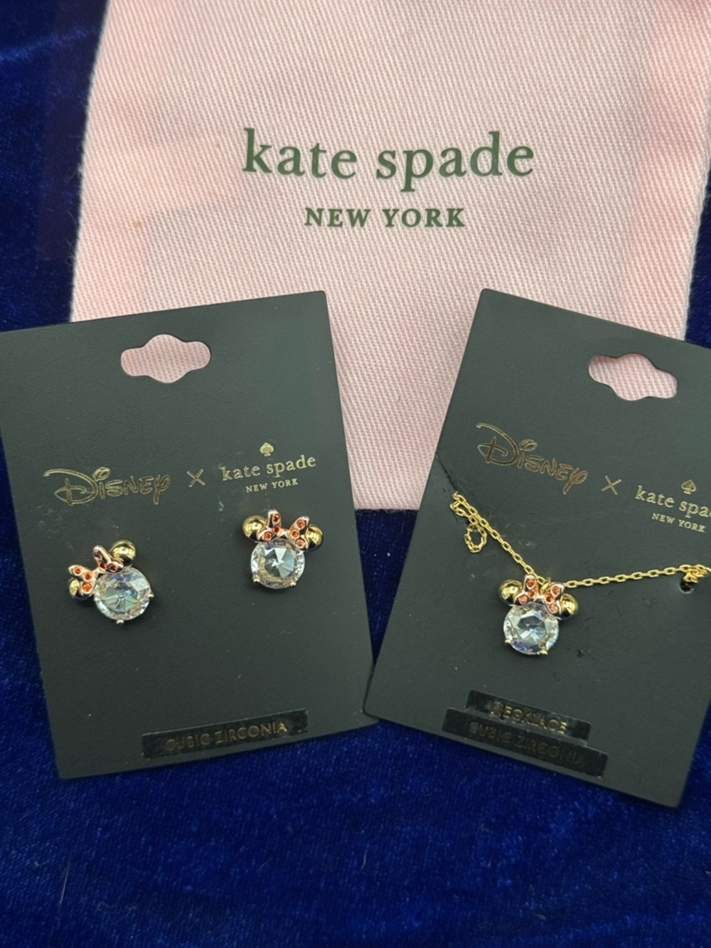 kate spade x Disney CZ Minnie Earrings & Necklace Set - Gold & Clear